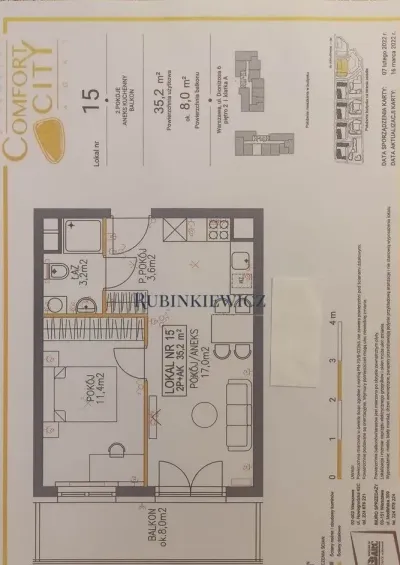 Apartament 2-pokojowy 35 m² Warszawa, ul. Dionizosa, balkon, garaż - miniatura 8
